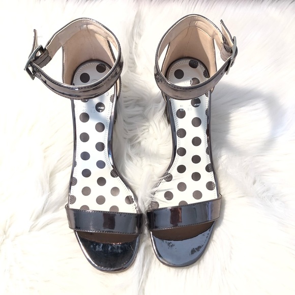 Gunmetal/Silver Ankle Strap Block Heels - Picture 2 of 4